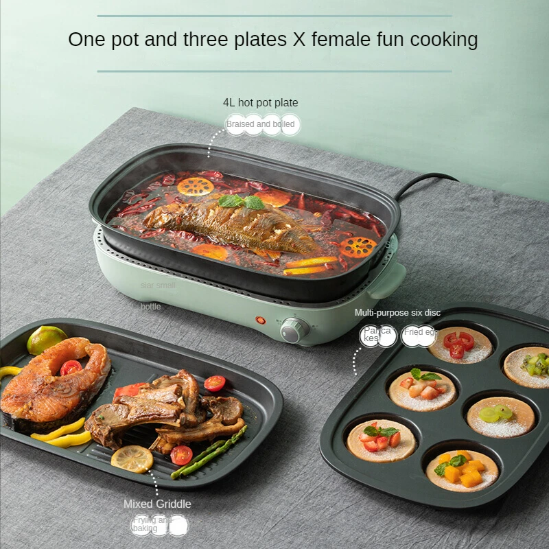 Bear Smoke-Free Plate 4L Electric Baking Pan Multi-Functiona