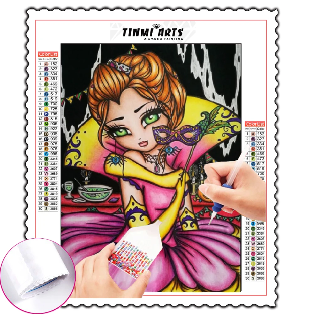 DIY Diamond Painting Kits stitch Poured Glue Scalloped Edge Anime Girl Handcraft  Gift home decor art cross stitch
