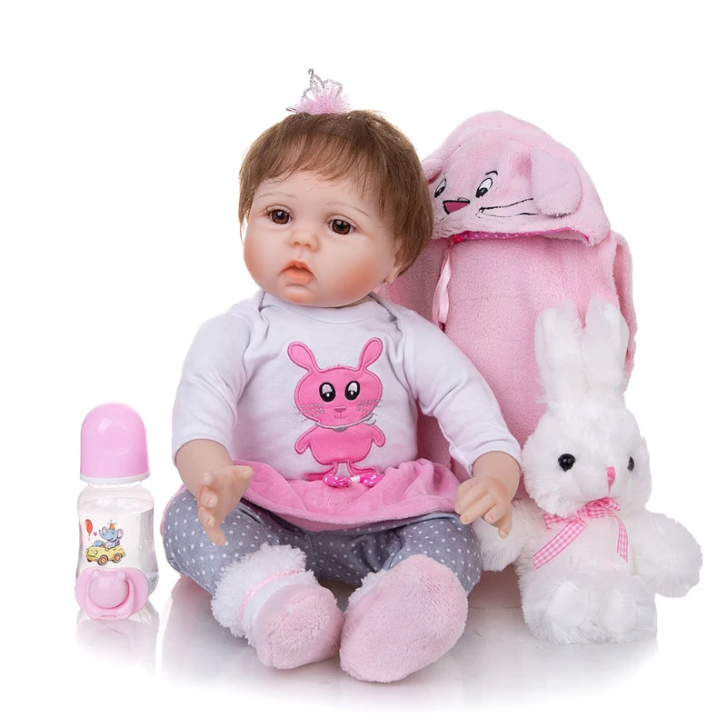 

55cm Full Silicone Baby Doll Handmade Lifelike Reborn Babies Girl Toy for Kid Christmas Gift Bedtime Playmate