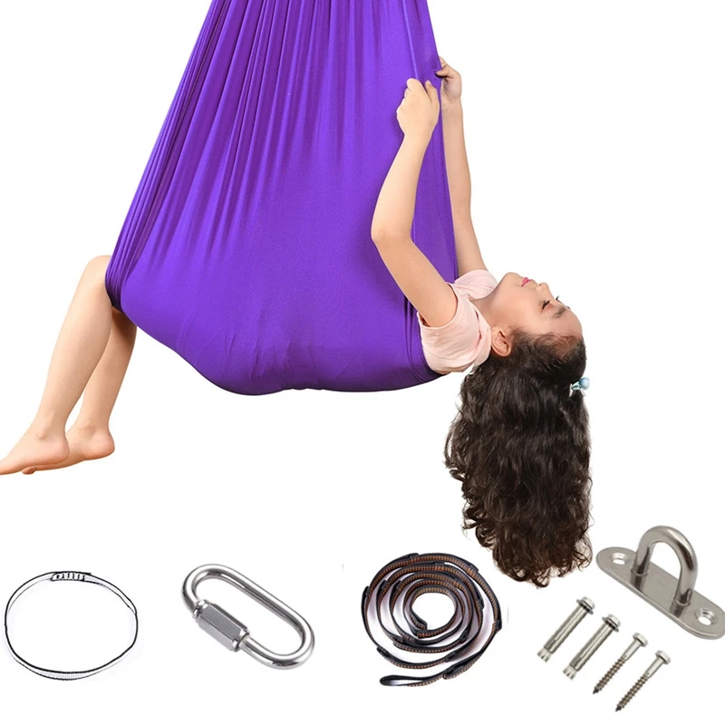 

Children Yoga Hammock Elastic Bed Indoor Outdoor Swing Adjustable Hammock Yoga Fitness Tool With Extension Straps Carabiners