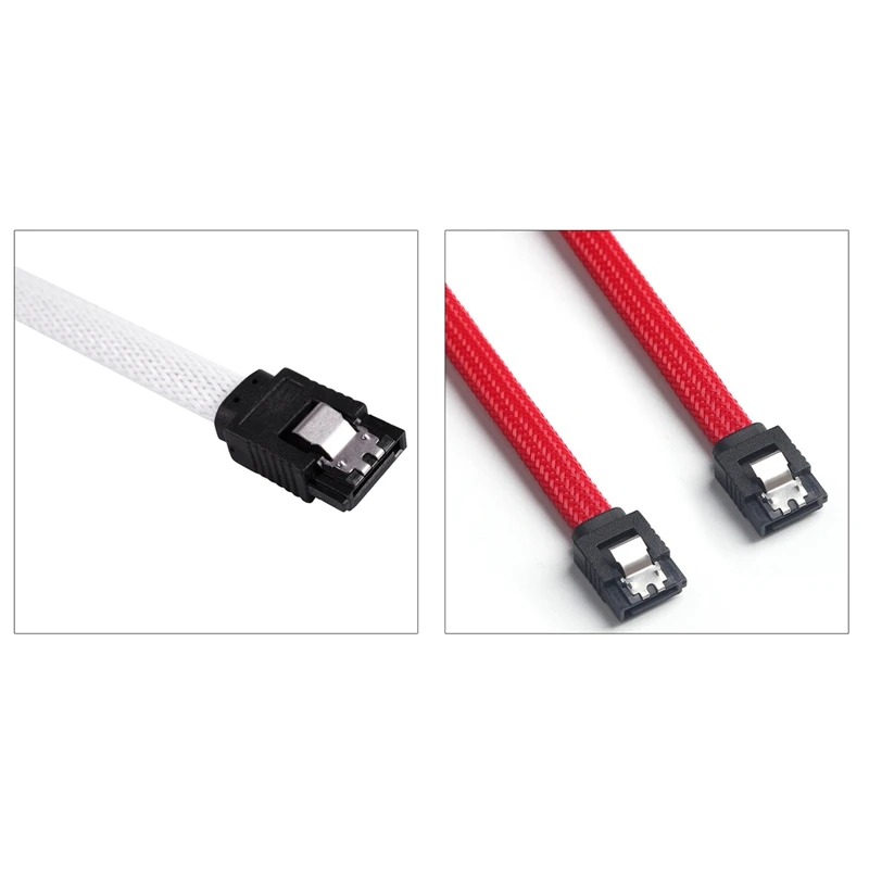 2Pcs 50CM SATA 3.0 III SATA3 7Pin Data Cable 6Gb/S SSD Cables HDD Hard Disk Cord With Nylon Sleeved Premium Version(White&ampR - купить по