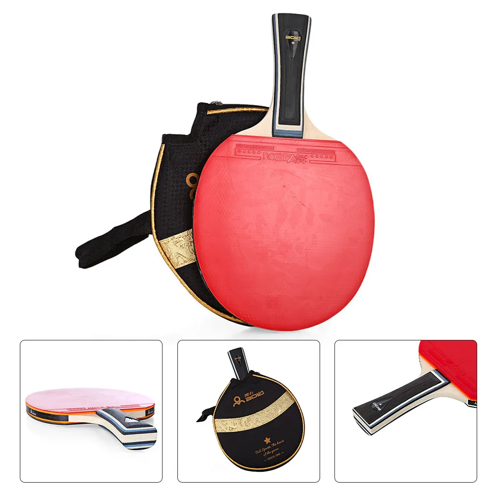 

Ракетка для настольного тенниса с сумочкой, 7-слойная деревянная ракетка для пинг-понга с длинной ручкой, Горизонтальный захват, подходит для пинг-понга и тренировок