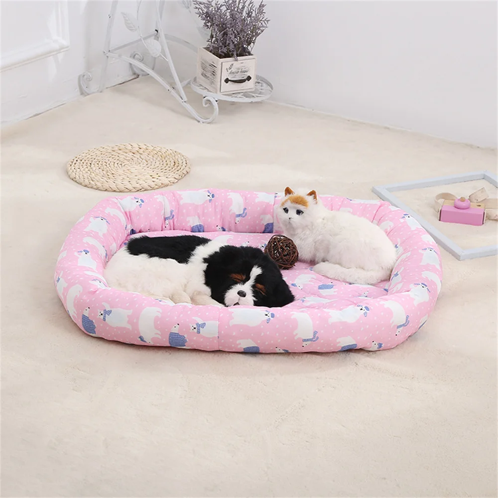 

Pet Bed Ice Pad Bottom Non-Slip Breathable Pet Cool Pad Cat Kennel Dogs bed Cartoon Indoor Sofa Floor Thickened Kennel Mat