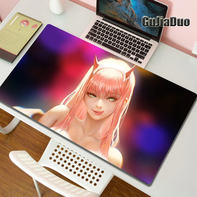Коврик для мыши Zero Two в стиле аниме, Настольный коврик для компьютера 40 х90, геймерский очень большой водонепроницаемый нескользящий Настольный коврик, игровые аксессуары, коврик для мыши