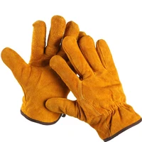 cowhide leather gloves 1 pair durable women men work gloves hand protection wear for welding safety gardening driving