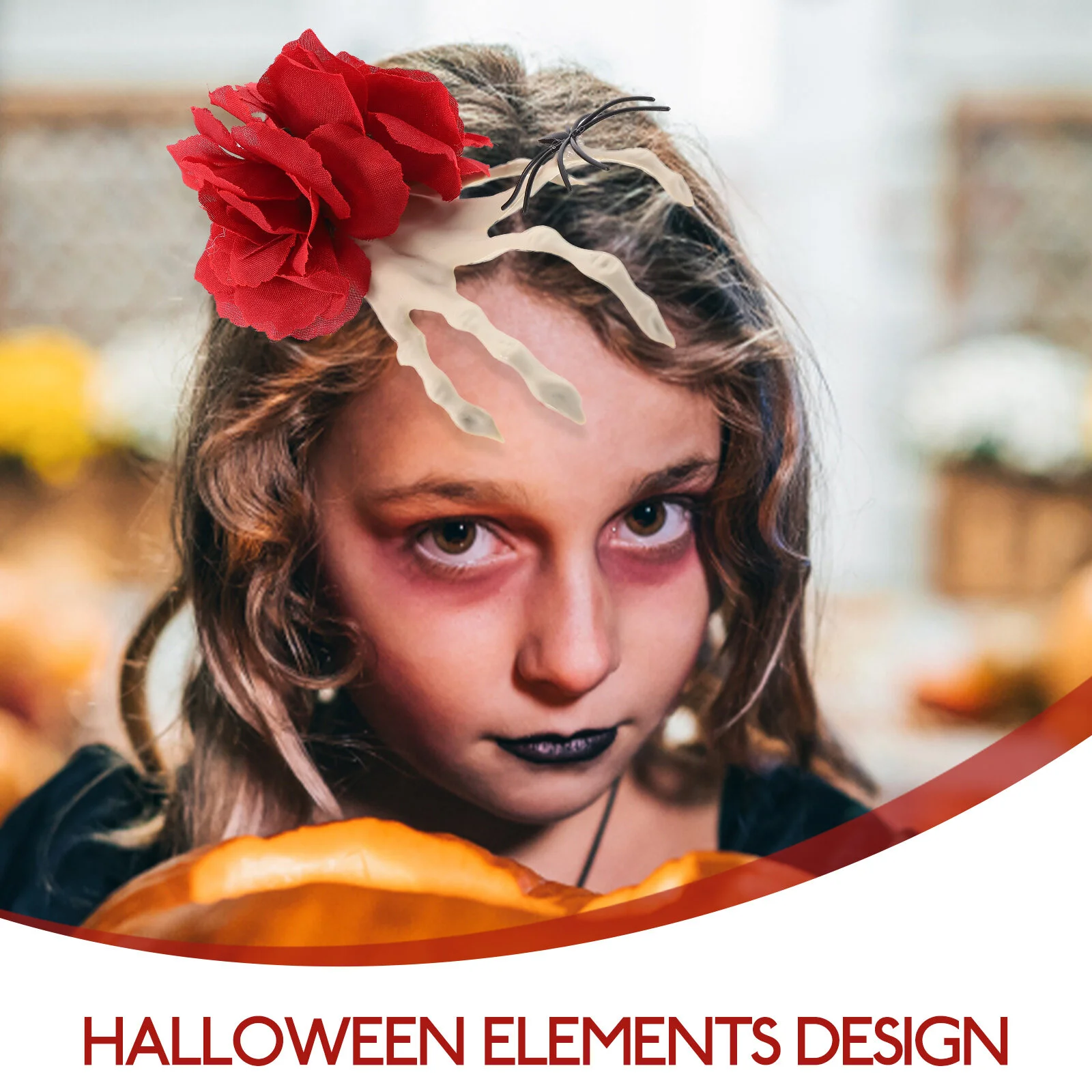 2 Pcs The Witch Girl Hair Accessories Rose Clips Hand Flower Plastic Halloween