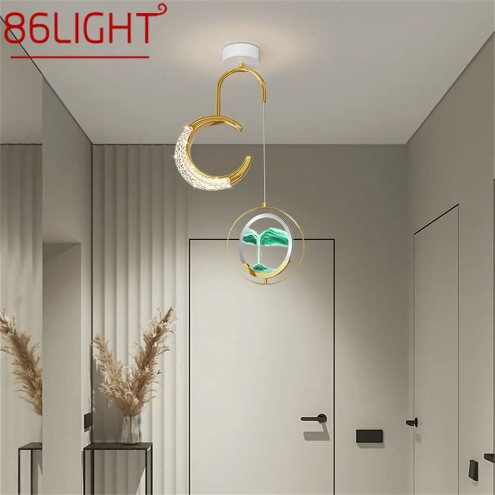 

86LIGHT Contemporary Gold Pendant Lights LED Creative Hourglass Hanging Lamp for Home Aisle Decor Fixtures
