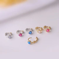 1pc single mini 5mm ear buckle hoop earrings for women jewelry 2022 fashion korean piercing inlaid colored beads earrings