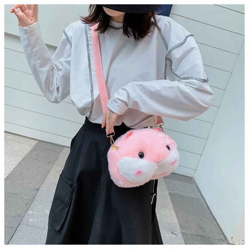 

Женская сумка-мессенджер из плюша, с мультяшным рисунком