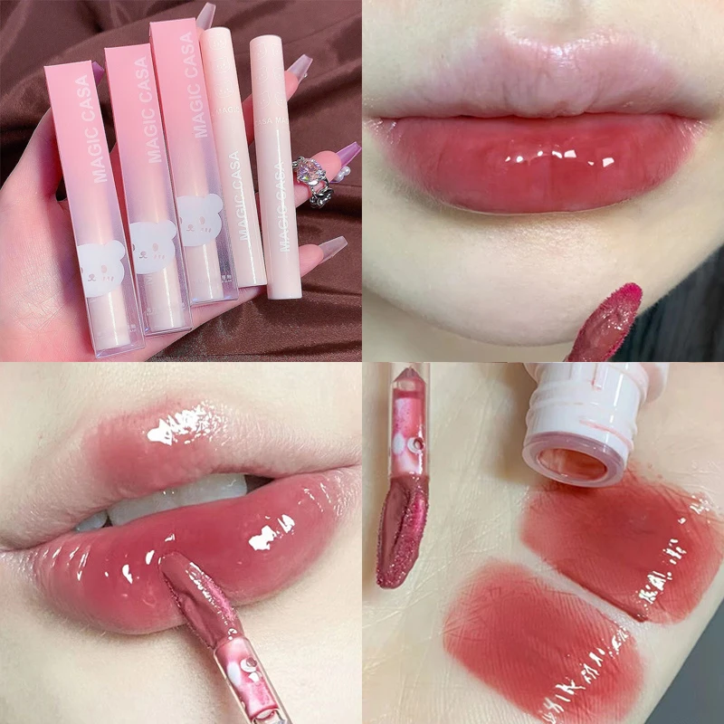 

Moisturizing Mirror Water Lip Glaze Waterproof Non-stick Cup Sexy Red Liquid Lipstick Long-lasting Lipgloss Lips Makeup Cosmetic