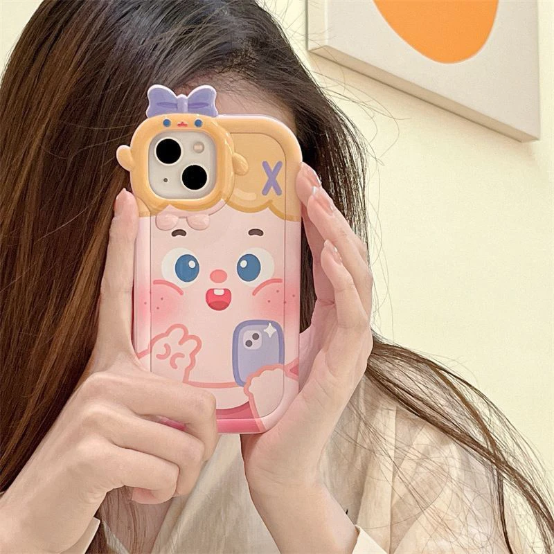 

Милые чехлы для IPhone 13 Pro 14 12 11 Plus X Xr Xs Max 7 8 SE 2022 2020 6 6s, чехол для телефона с милым рисунком девушки, чехол