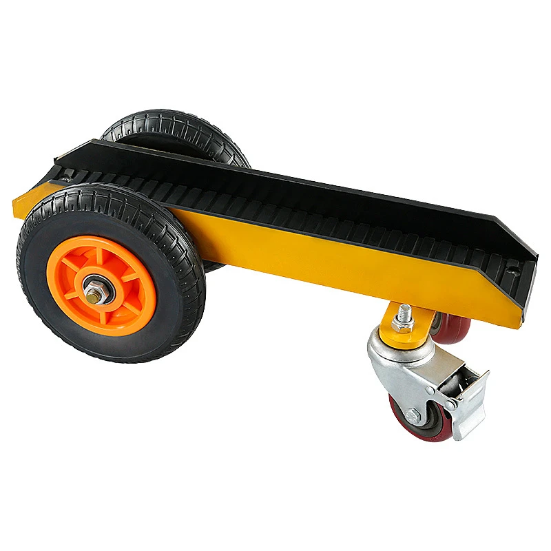 Four wheel loading cart heavy channel steel solid rubber universal wheel cart tools marble material handling push plate cart