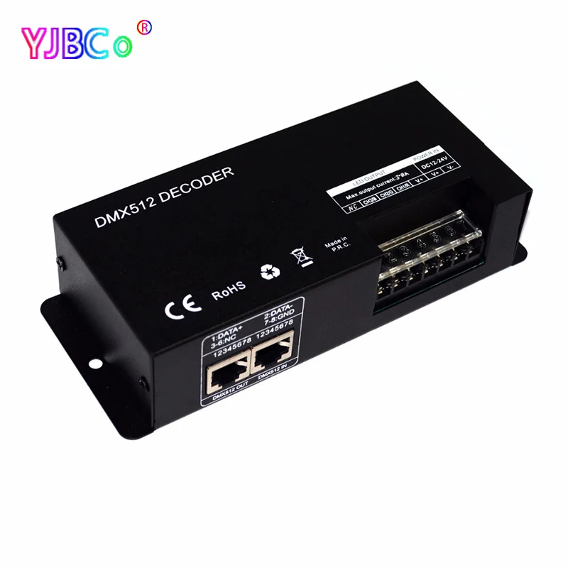 Высокомощный 3CH 4CH DMX 512 декодер RGB RGBW контроллер светодиодной ленты DC 12V ~ 24V to PWM
