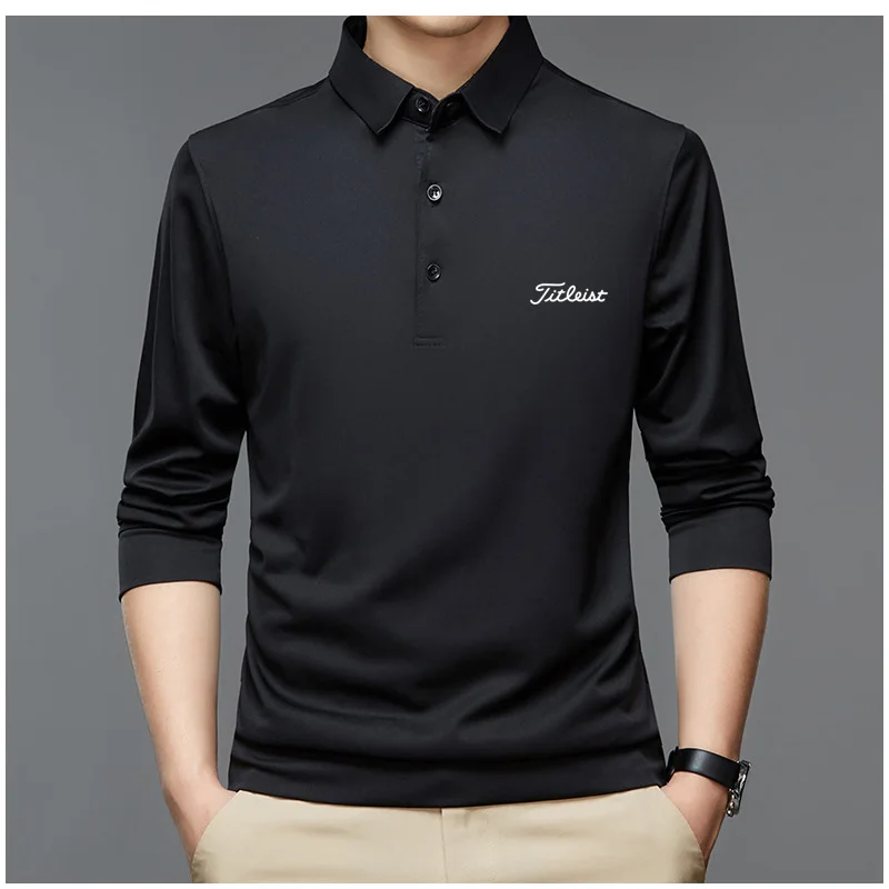 2023 Golf Spring Summer Autumn Clothing New Men's Polo Shirt Casual Top Solid Long-Sleeved  Fashion Slim Collar T-Shirt