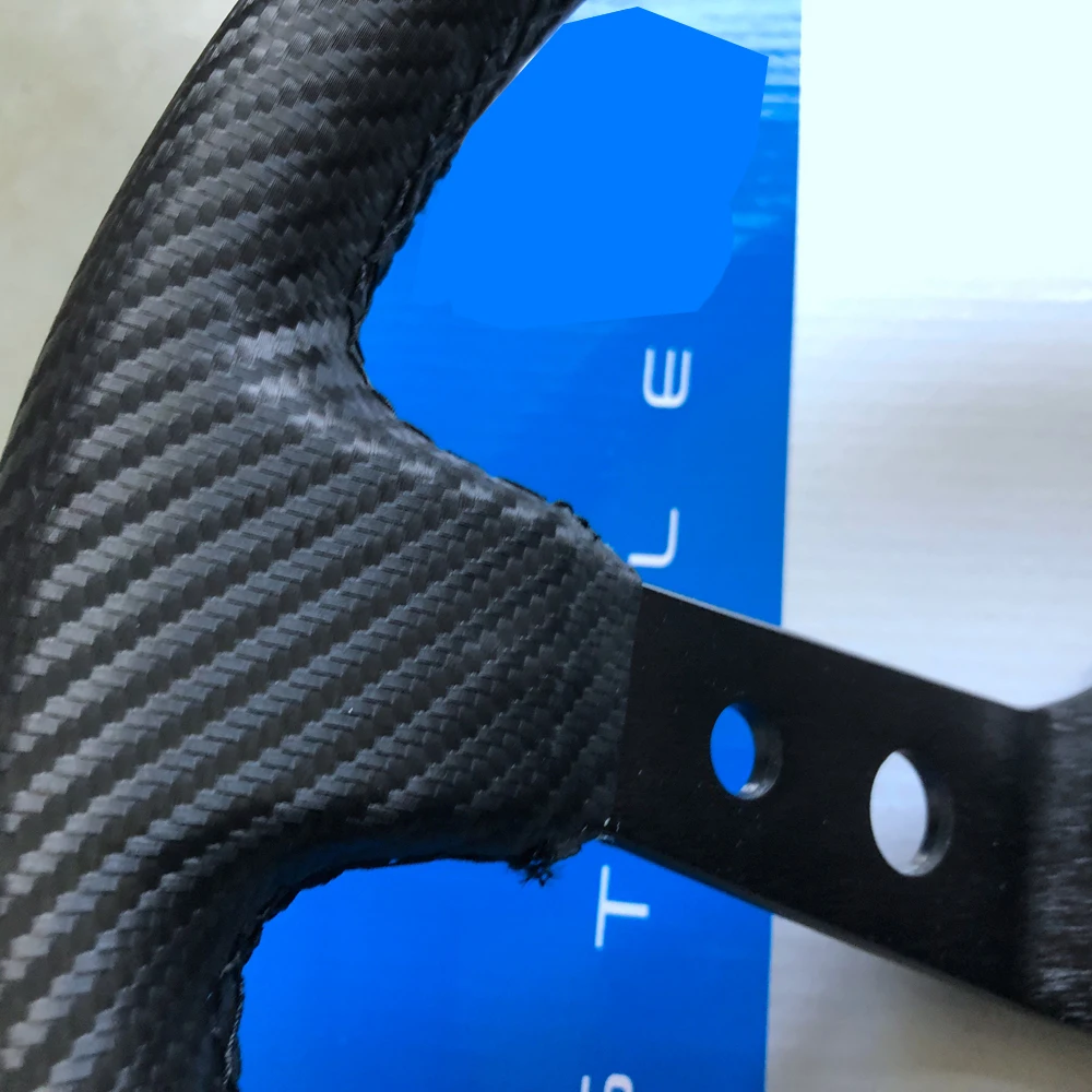 Универсальный спираль из углеродного волокна Кожаный руль 14 дюймов автомобиль JDM