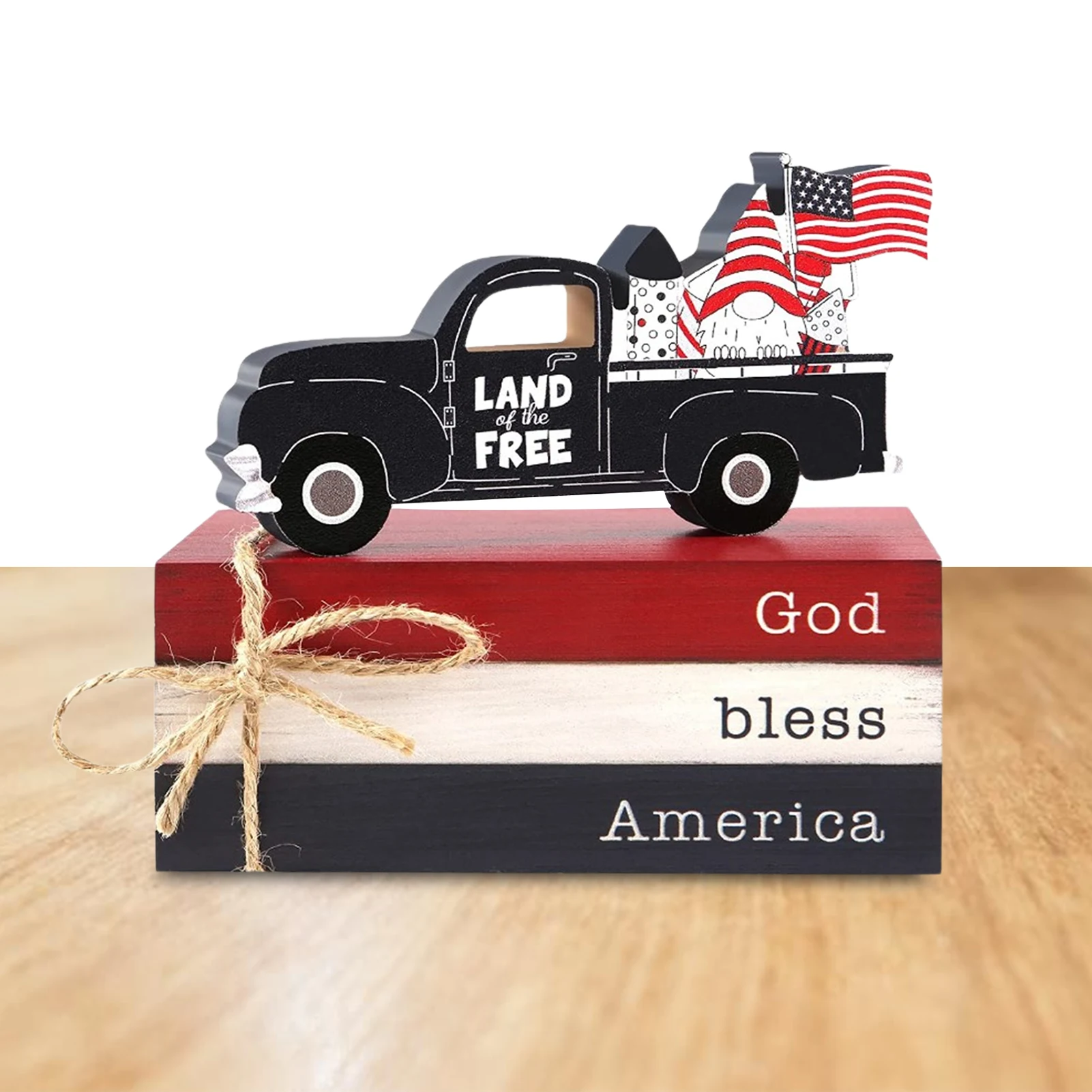 

Independence Day 4th Of July Tiered Tray Decor God Bless America Sign & American Flag With Truck Independence Day Patriotic
