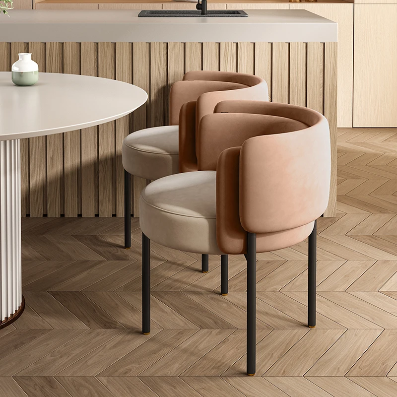 

Office Velvet Dining Chairs Nordic Dressing Luxury Metal Soft Kitchen Chairs Barber Comfort Seggioloni Home Furniture XY50DC