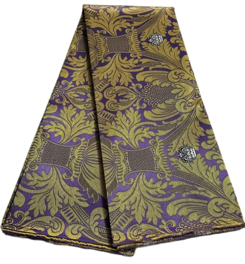 5 ярдов дамасская кружевная ткань нигерийская парча материалы Aso Oke оригинальная