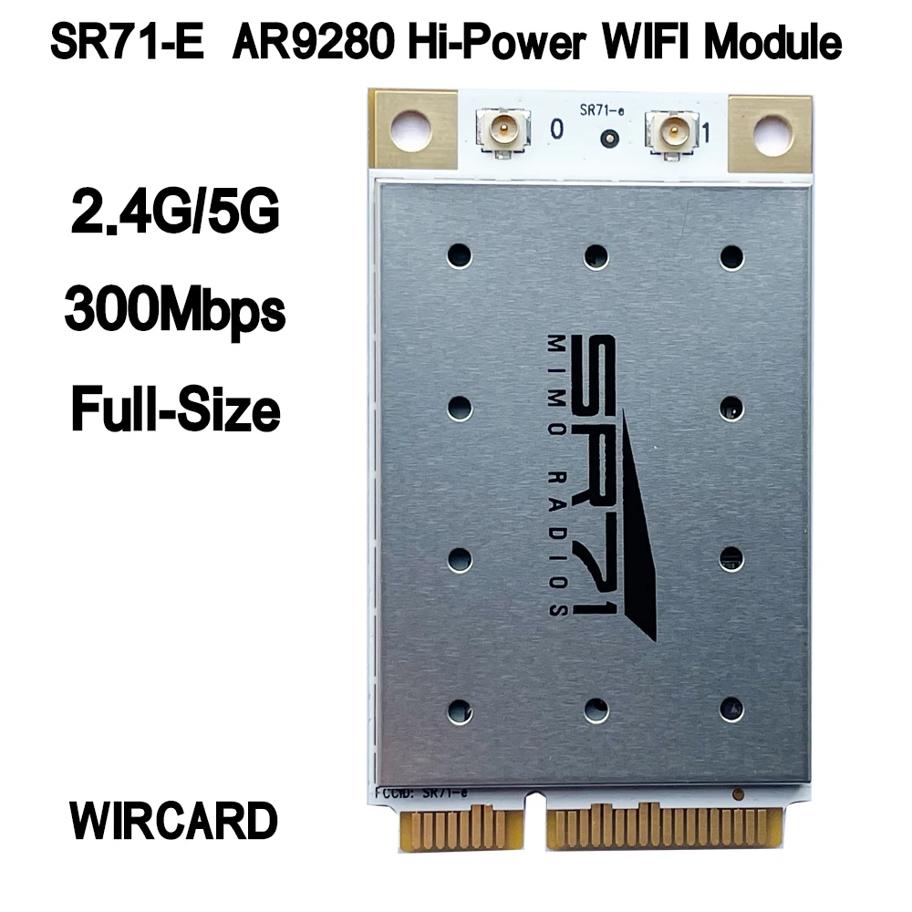 Фото WIRCARD SR71-E AR9280 802.11 A/B/G/N MINI PCI-E 400 МВт Hi-Power 802.11bgn двухдиапазонный беспроводной модуль 2,4 ГГц 5 ГГц 2x2 MIMO №1