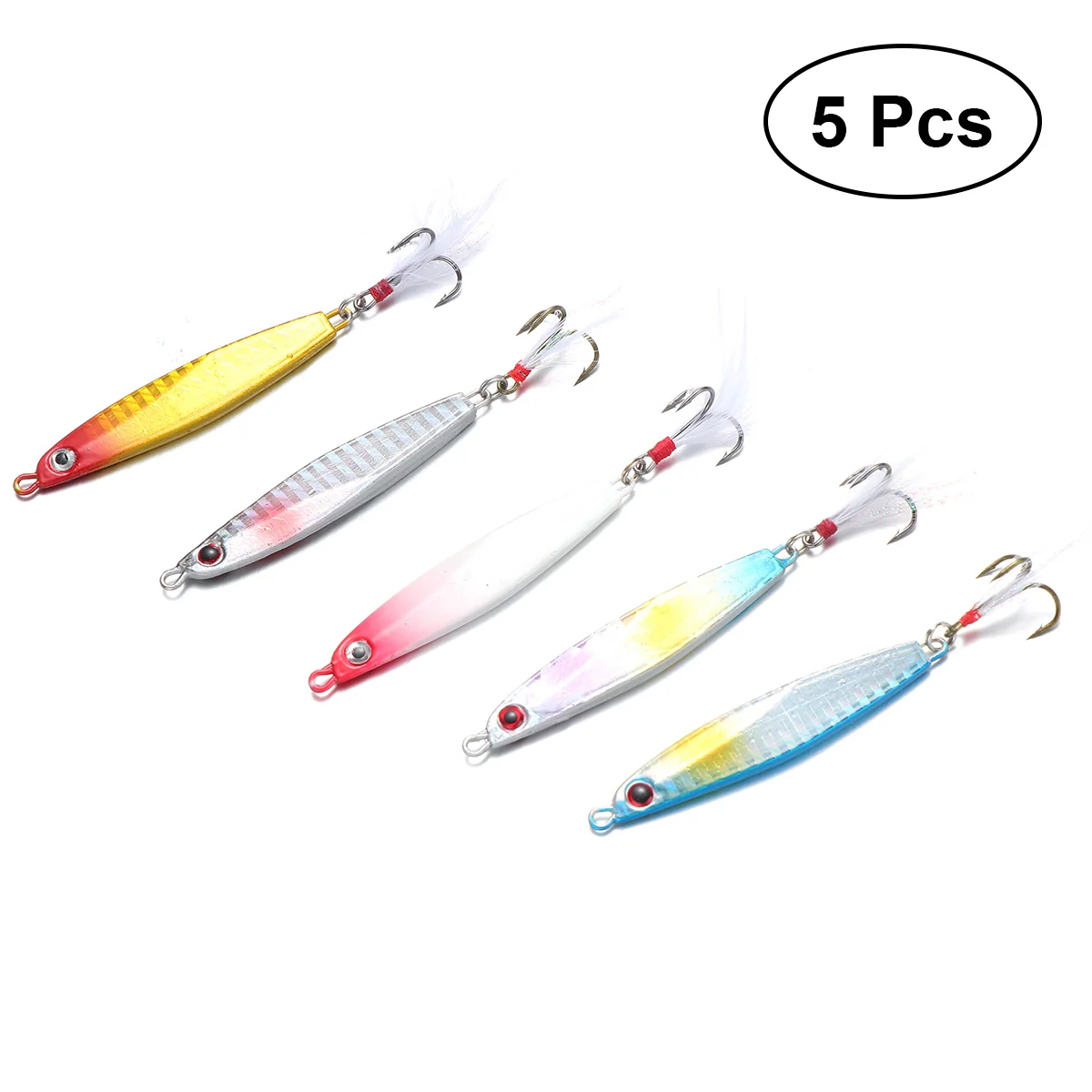 

5 шт. спасательные пластиковые рыболовные приманки, цветная металлическая плавающая приманка, кренкбейт, комплект морской и пресноводной р...