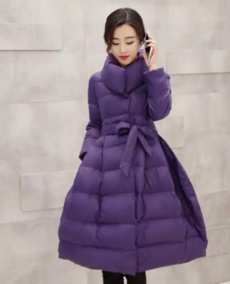 Warm Winter Coat Women Thick Korean Fashion Down Cotton Long Parka New Women Winter Jacket Solid Bow Casual Winter Overcoat XL