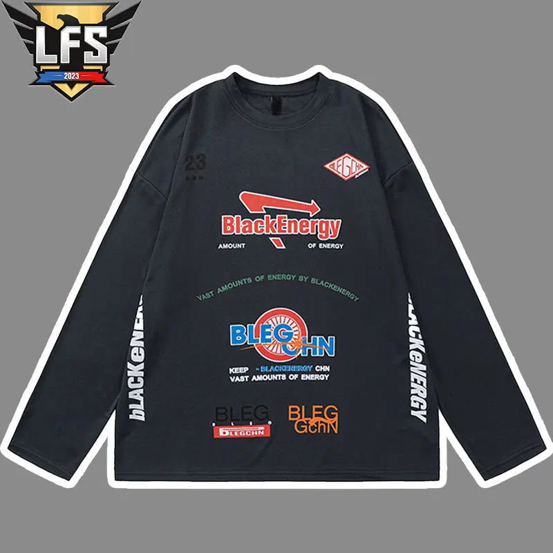 

Футболка мужская сетчатая с длинным рукавом и круглым вырезом