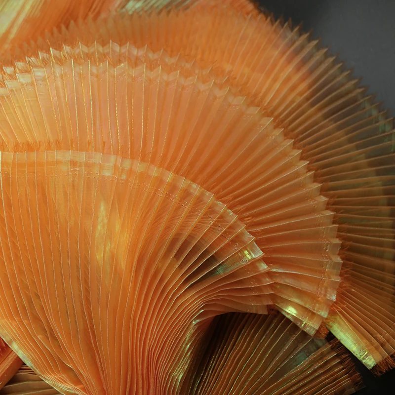 

3/5/10m Iridescent Accordion Pleated Fabric Shiny Magic Coloured Voile Fabric Fashion Design Costume Material Cloth