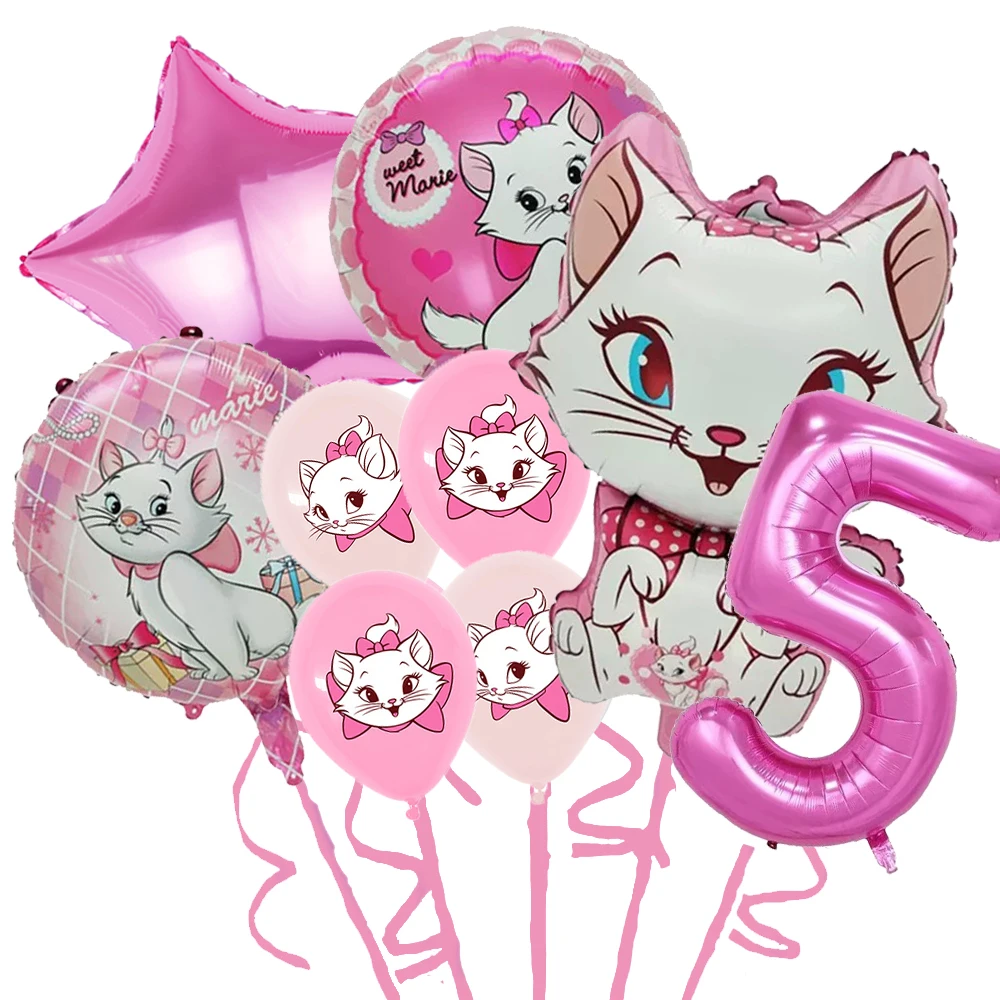 

Воздушный шар Мэри Кот для дня рождения, любимый детский душ для девочек, товары для вечеринок Мэри Кот, латексный шар, украшение из алюминиевой фольги для вечеринки