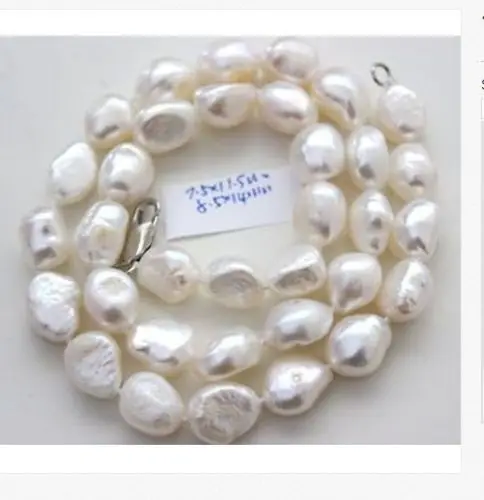 

classic 8-10mm south sea natural baroque white pearl necklace 18inch