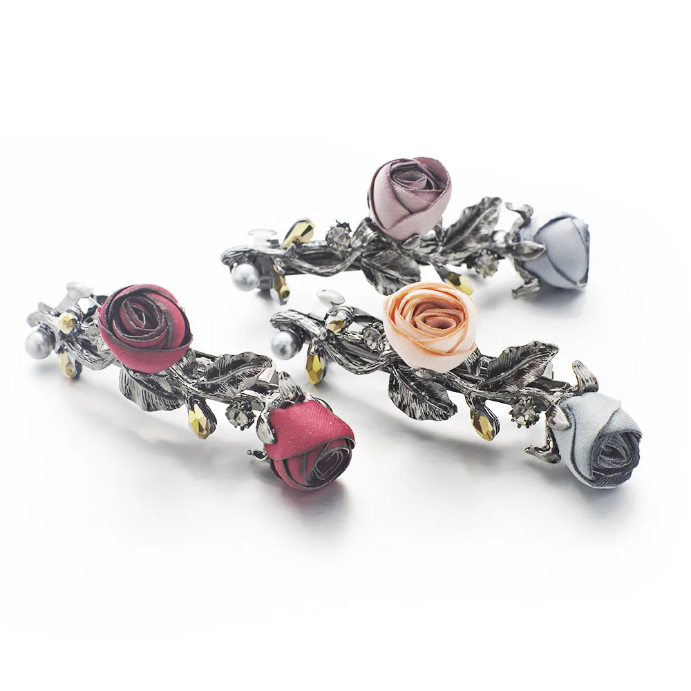 Высокая яркость изысканный цветок для волос заколка из ткани с розовым