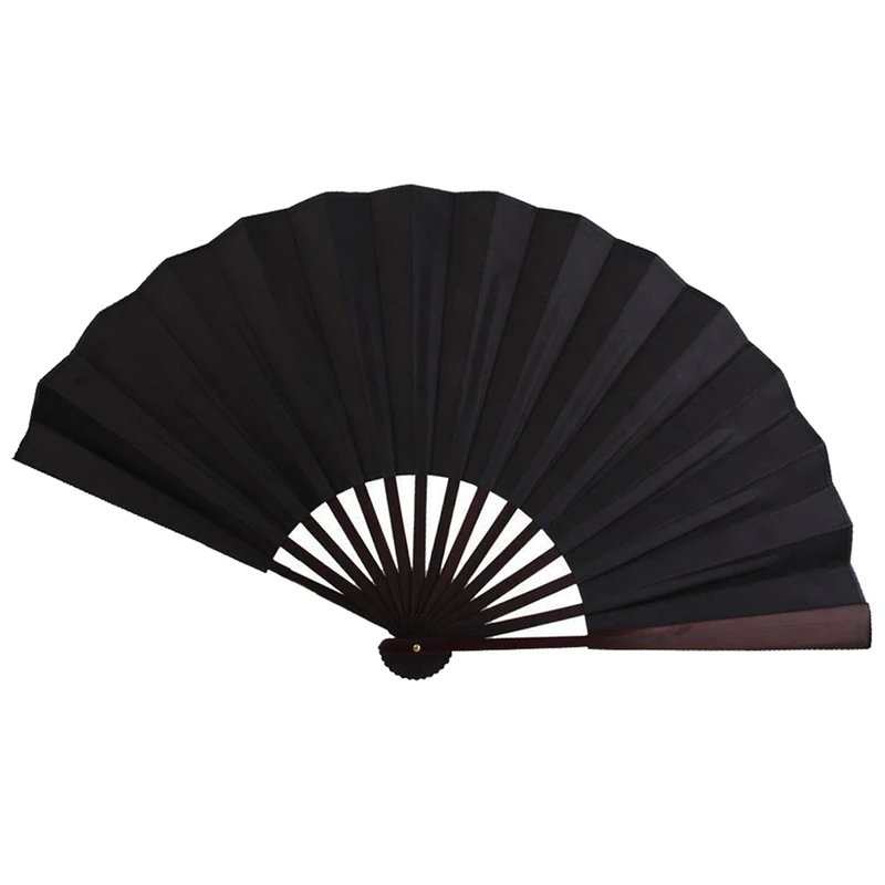 

Folding Blank Hand Fan Calligraphy Writing Dancing Fan For Men's 33Cm - Black