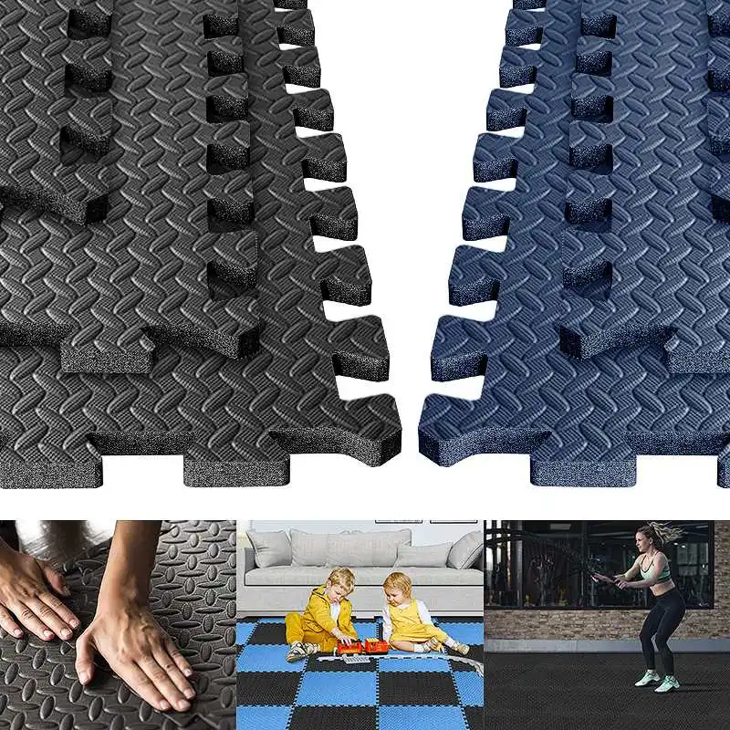 

16PCS 30*30cm Sports Protection Gym Mat EVA Leaf Grain Floor Mats Yoga Fitness Non-Slip Splicing Rugs Thicken Shock Room Workout
