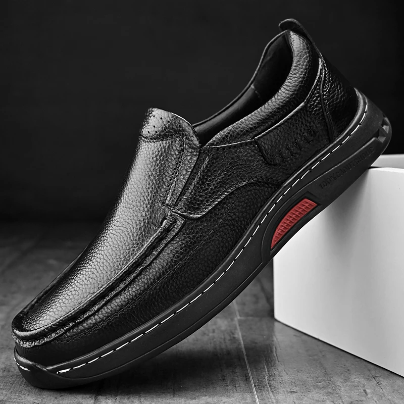 

Genuine Leather Men Casual Shoes Luxury Brand 2023 Mens Loafers Breathable Slip on Business Formal Shoes