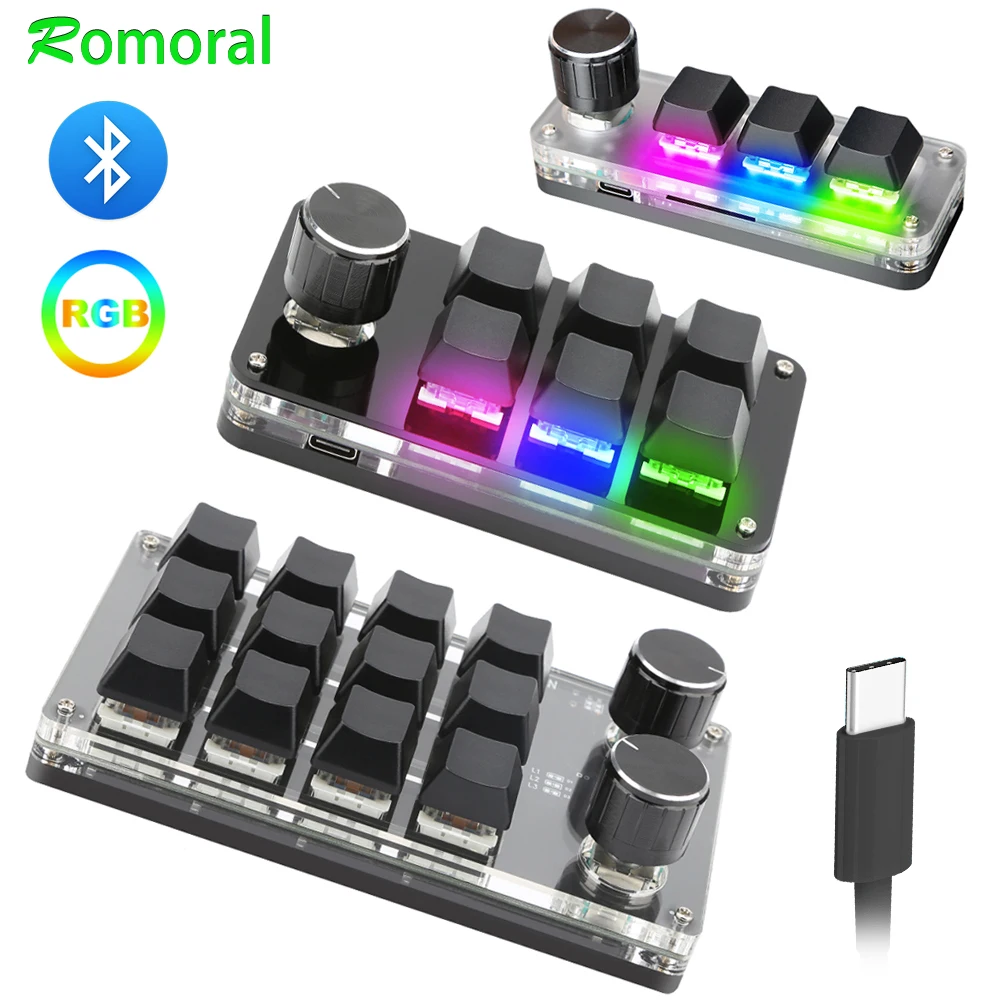 Programming Macro Custom Knob Keyboard Bluetooth/RGB/Wired Copy Paste Mini Button Gaming Keypad Mechanical Hotswap Macropad