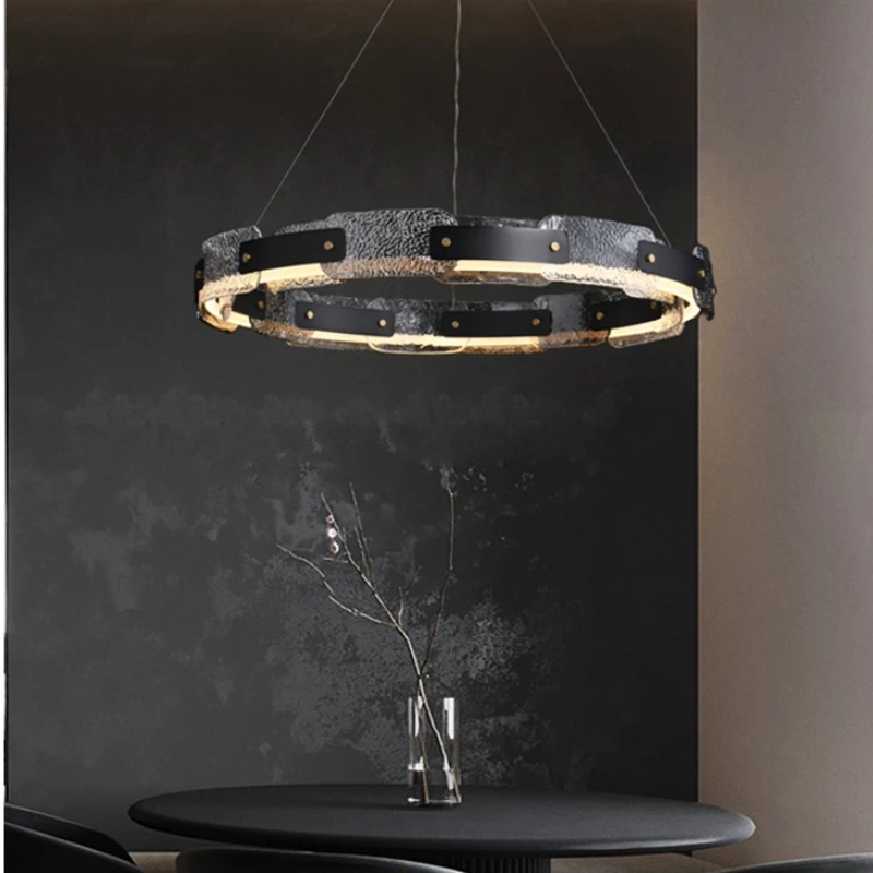 

LED Living Room Chandelier Ring Glass Room Lighting Ceiling Lamp Modern Minimalist Bedroom Home Decoration Chandelier