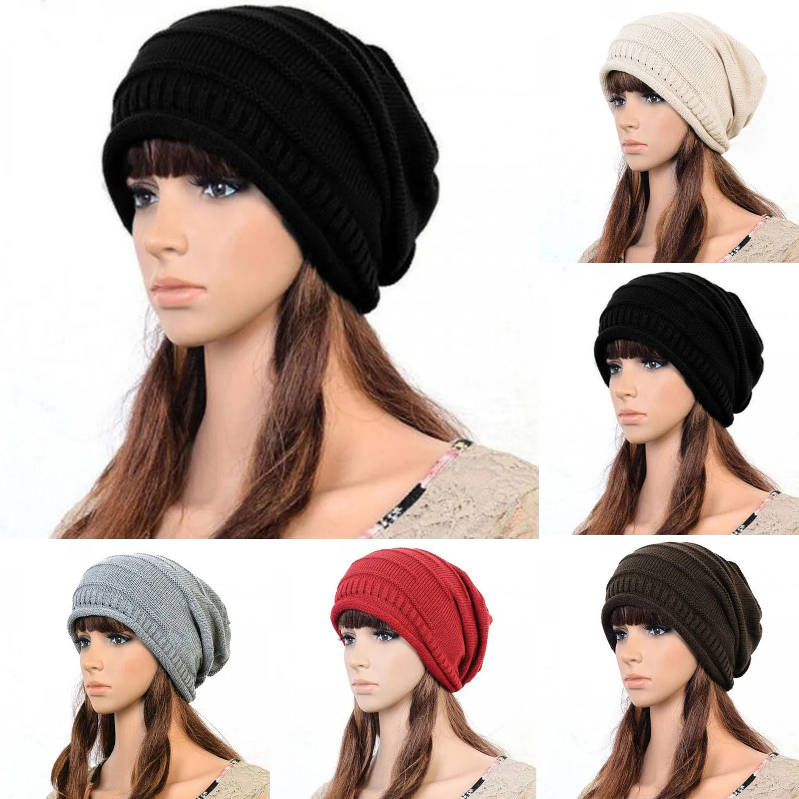 

Unisex Womens Mens Knit Baggy Hat Winter Warm Oversized Ski Slouch Cap Women'S Hat Hats For Women Winter Hat Women Men'S Hat