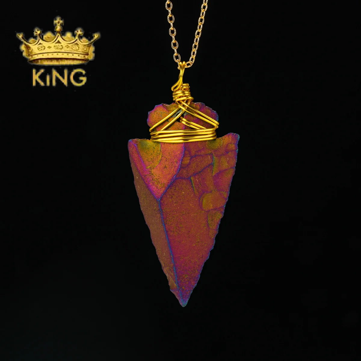 Ожерелье ручной работы с подвеской из натурального агата и титана