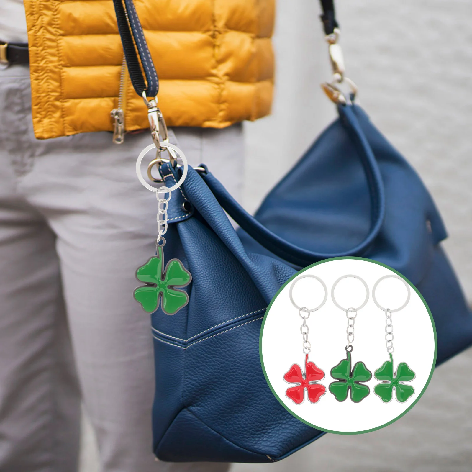 

3Pcs Four Leaf Keychain St.Patrick's Day Keychain Gift Key Hanging Pendant