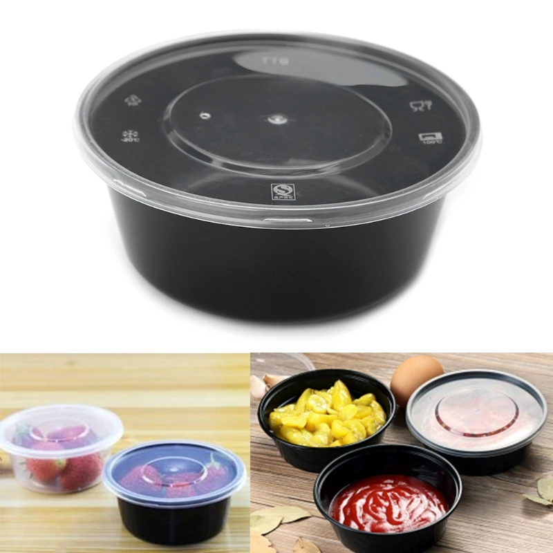 10Pcs Plastic Disposable Lunch Soup Bowl Food Container Stor