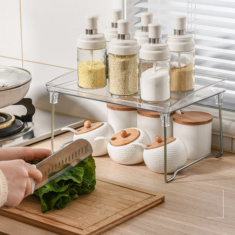 stackable kitchen desktop storage rack bathroom storage rack cabinet layered storage rack office folding finishing rack free global shipping