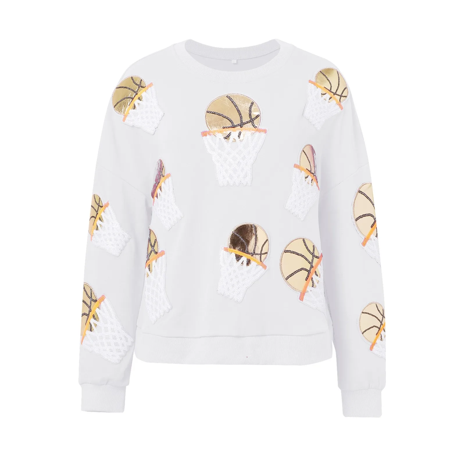 Баскетбольное кольцо с блестками дизайнерская толстовка круглым вырезом и