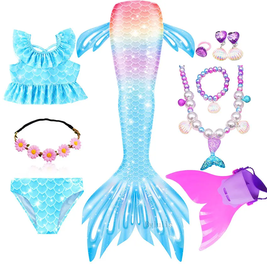 Детский костюм Русалочки для девочек Фэнтезийный купальник с хвостом косплея на