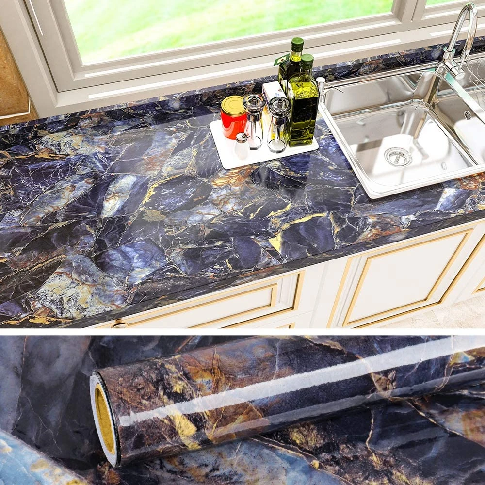 1/3/5m Marble Paper Granite Vinyl Wallpaper Roll Kitchen Cou