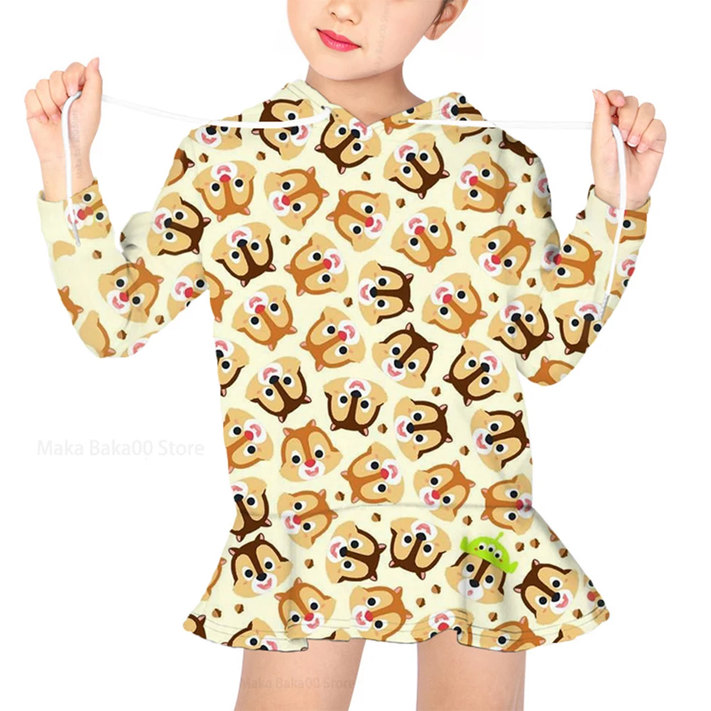 

New Disney Mickey and Minnie Fall and Winter Girls Comfortable Sweater Printed Hoodie Sweater Dress Casual Cartoon Tops