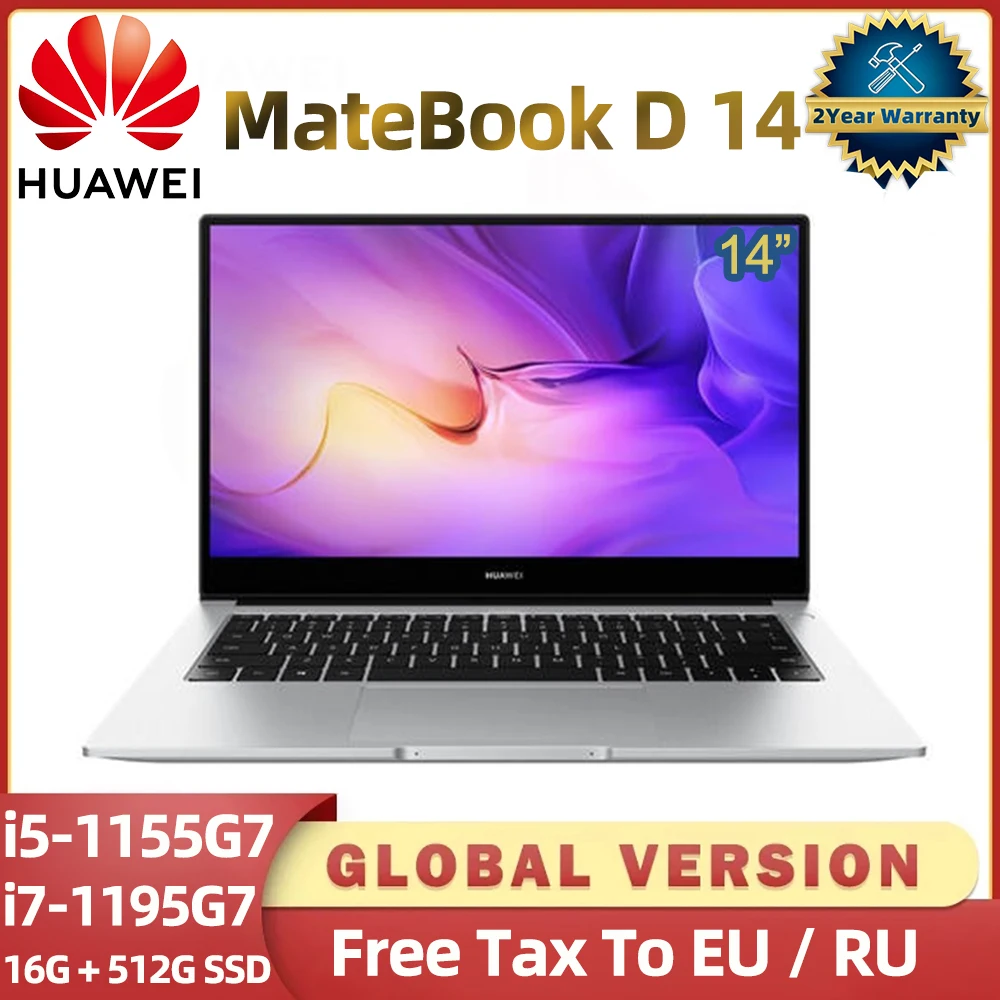 Ноутбук HUAWEI MateBook D 2022 дюйма 16 ГБ 512 14 дюймов |