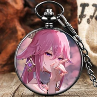 anime pocket watch necklace quartz anime characters cosplay fob chain pedent souvenir gift for men women reloj de bolsillo