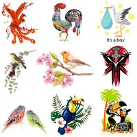 cartoon bird flower patch ironing applique anime duck patches animal stickers for clothing thermo transfers for kids t shirts