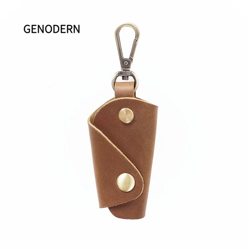 

Держатель для ключей GENODEN мужской из коровьей кожи, маленький винтажный органайзер для ключей в машину, кожаный ретро-чехол для ключей