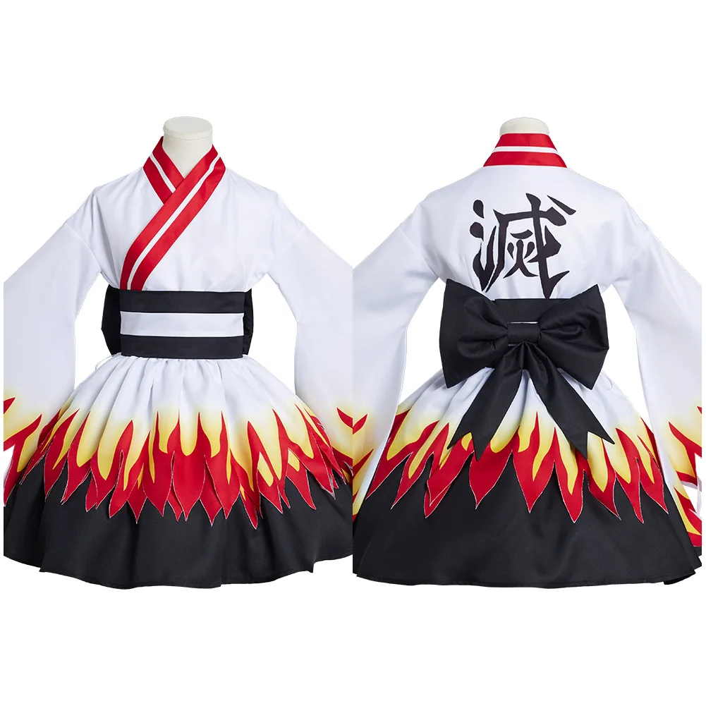 

Demon Slayer Rengoku Kyoujurou Cosplay Costume Kimono Lolita Dress Outfits Halloween Carnival Suit