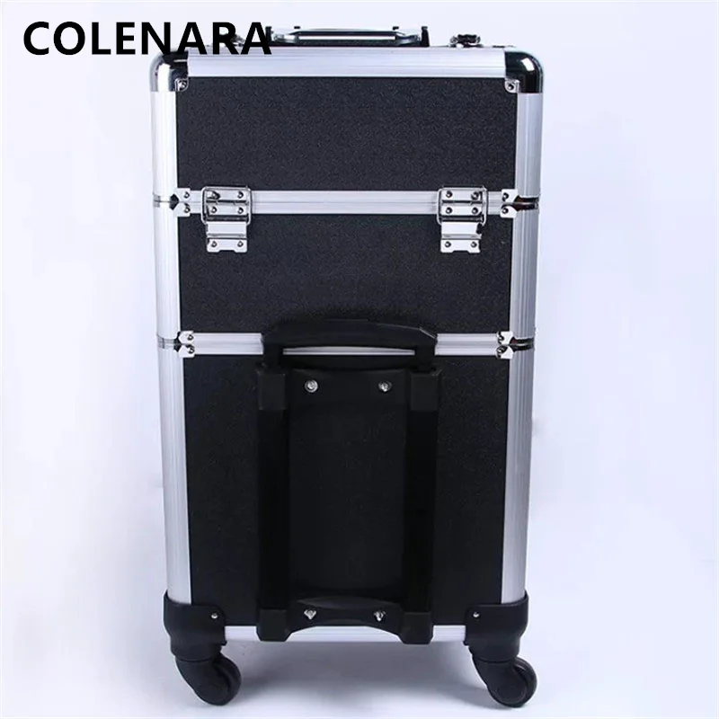 COLENARA Suitcase New Ladies Large Capacity Trolley Case Fashion Cosmetologist Makeup Bag Removable with Wheels Rolling Luggage